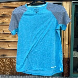 Patagonia Blue Baseball Style Tee Shirt, Size Small